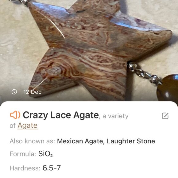 2/$20, Earthy Crazy Lace Agate Star Necklace, Genuine Gemstone Cord Necklace - Picture 11 of 14